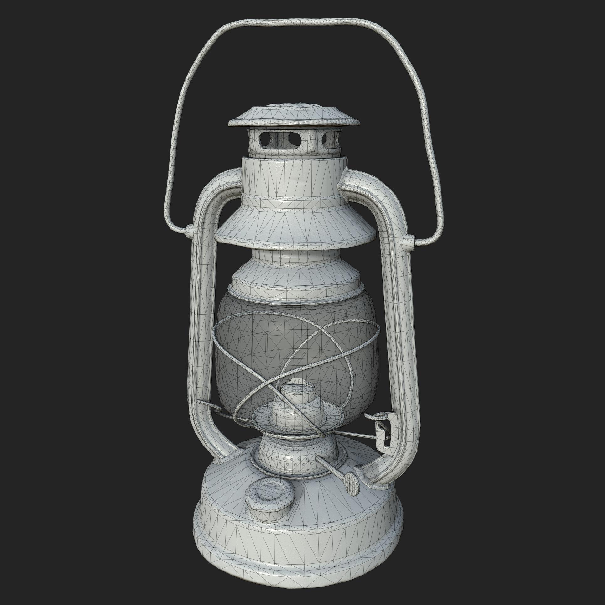 Wireframe render of an oil lamp